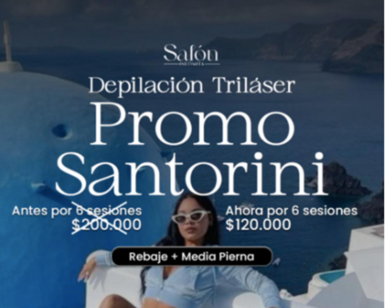 40% OFF PROMO SANTORINI  Rebaje + media pierna / 6 Sesiones 