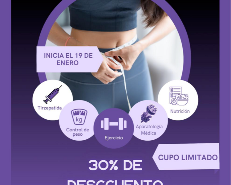 Reto transforma tu cuerpo y renueva tu confianza , incluye 4 sesiones de TIRZEPATIDA,8 sesiones de exilis, 8 sesiones de EMSCULPT, 8 sesiones de CARBOXITERAPIA, plan de alimentación personalizado, y plan de ejercicios 