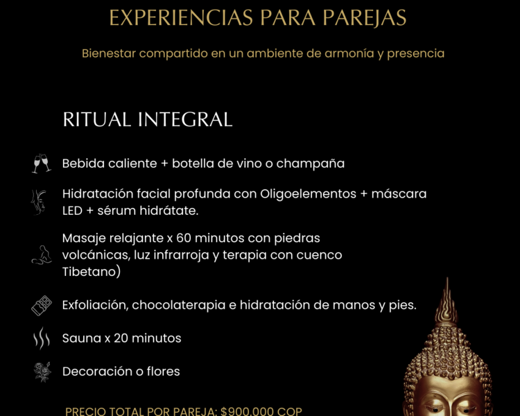 EXPERIENCIAS PARA PAREJAS - RITUAL INTEGRAL US $ 245 por pareja