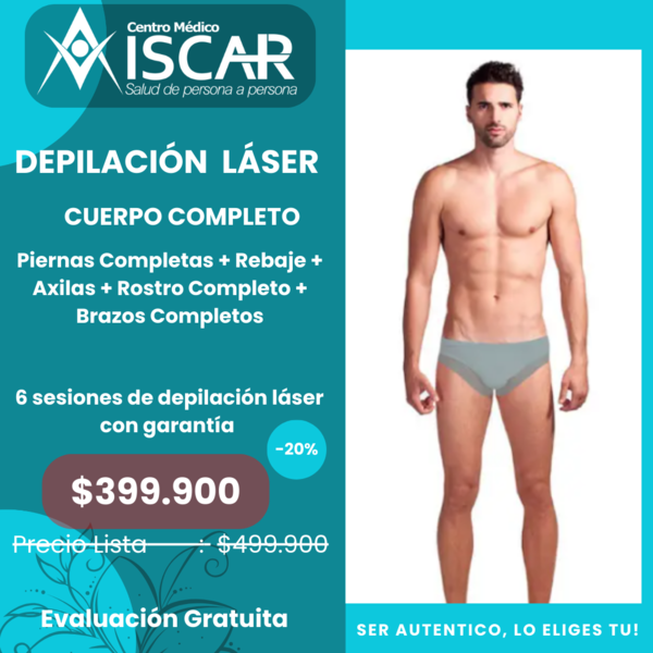 CUERPO COMPLETO: Piernas Completas, Rebaje a elección, Axilas, Rostro Completo y Brazos Completos